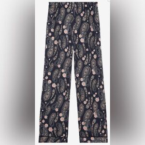 NWT The Kooples Printed Pants Sz 2 (M) Paisley Floral Flowy 30” inseam